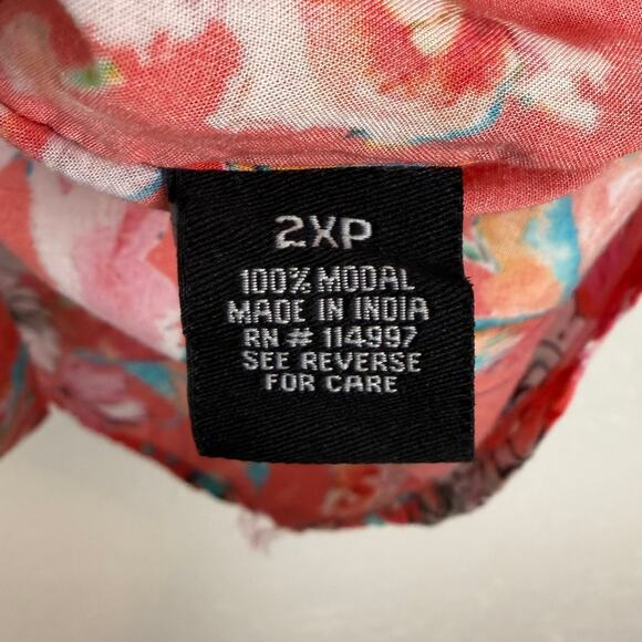 Tolani Collection Floral Caftan Tunic Top Boho Resort Size 2XP - Picture 4 of 4